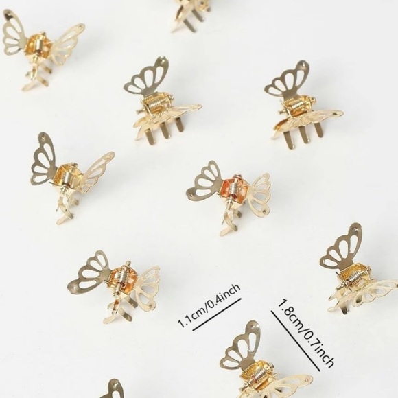 NWT Set of 10 Gold Mini Butterfly Hair Claw Clips - Picture 2 of 2